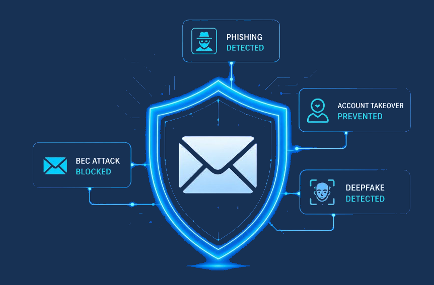 AI-powered email security protecting organizations against phishing, business email compromise, account takeover and deepfake attacks.
