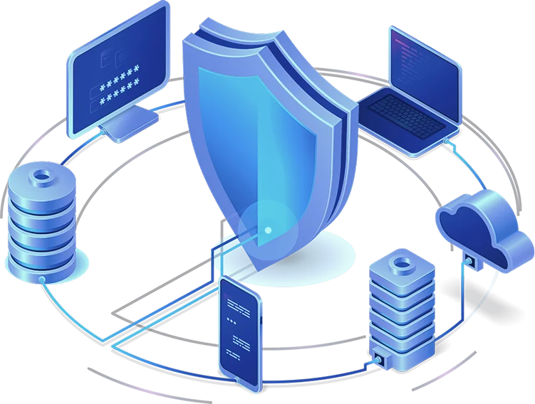 Over Magic Stone — illustratie van cloudbeveiliging, databescherming en netwerkbeveiliging
